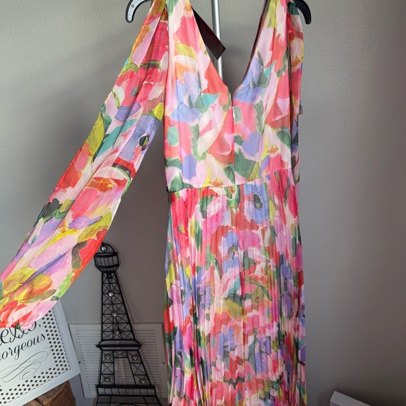 NWT Betsy & Adam Floral Long Sleeve A-Line Gown Maxi Dress Sz 6 - Picture 9 of 10